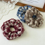 Load image into Gallery viewer, Plaid Knit Scrunchy Women Retro Lazy Style Hair Tie S5P771