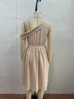 Load image into Gallery viewer, Asymmetric Off-Shoulder Jacquard Midi Dress Women N6B053