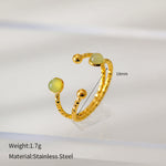 Load image into Gallery viewer, Royal Oval Stone Ring Steel Adjustable Open Band S5P014