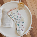 Load image into Gallery viewer, Rose Embossed Floral Embroidery Mid-Calf Stack Socks N6H014