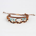 Load image into Gallery viewer, Hand Woven Shell and Leather Multi Layer Bracelet S5P616