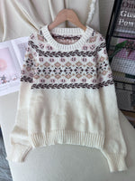 Load image into Gallery viewer, Oversized Drop Shoulder Retro Jacquard Knit Pullover N6G138