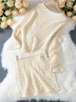 Load image into Gallery viewer, Lace Knit Cardigan Skirt Set Women N6C379