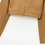 Load image into Gallery viewer, Caramel Stand Collar Jacket Women Short N5A762