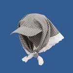Load image into Gallery viewer, Gingham Lace Trim Headscarf Hat Women N6C365
