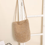 Load image into Gallery viewer, Woven Straw Look Crossbody Bucket Bag Beach N6E054