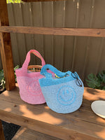 Load image into Gallery viewer, Handmade Crochet Smiley Bohemian Mini Tote Bag N6A117
