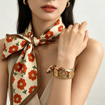 Load image into Gallery viewer, Vintage Floral Scarf 18K Ti Steel Hollow Bangle N6F279