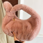 Load image into Gallery viewer, Furry Dumpling Bag Women Plush Mini Handbag S5P722