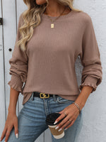 Load image into Gallery viewer, Relaxed Ribbed Long Sleeve T-Shirt Women N6A197