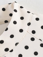 Load image into Gallery viewer, Polka Dot Tie Neck Set Women N6D127