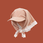 Load image into Gallery viewer, Gingham Lace Trim Headscarf Hat Women N6C365