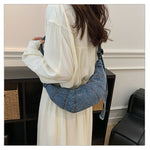 Load image into Gallery viewer, Women's Washed Denim Dumpling Crossbody Bag N6J197