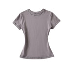 Load image into Gallery viewer, Fitted Round Neck Short Sleeve T-shirt Women N6D086