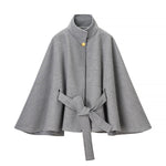 Load image into Gallery viewer, Cape Wool-like Jacket Women Metal Buckle Belt N5A715