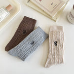 Load image into Gallery viewer, Cable Letter Crew Socks Women Cotton Stackable M5A305