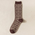 Load image into Gallery viewer, Double Needle Diamond Socks Women M5A290