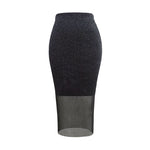 Load image into Gallery viewer, Metallic Mesh Bodycon Skirt Women Black N5A471