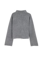 Load image into Gallery viewer, High Neck Zip Front Faux Button Knit Cardigan Women N6H270