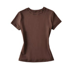 Load image into Gallery viewer, Fitted Round Neck Short Sleeve T-shirt Women N6D086