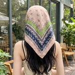 Load image into Gallery viewer, Vintage Floral Cotton Square Scarf 65cm Women N6H117