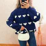 Load image into Gallery viewer, Color Block Heart Knit Sweater Women Round Neck N5A857