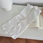 Load image into Gallery viewer, Lace Trim Hollow Mesh Mid-Calf Split Toe Stack Socks N6H025