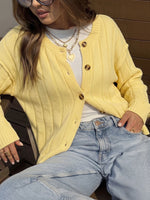 Load image into Gallery viewer, Fresh Solid Ribbed Button Cardigan Sweater Women N6H299