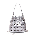 Load image into Gallery viewer, Punk Chain Bucket Bag Riveted Drawstring Shoulder S5P824
