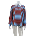 Load image into Gallery viewer, V Neck Contrast Striped Long Sleeve T-Shirt N6A128