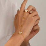 Load image into Gallery viewer, Mother of Pearl Finger Chains Steel Butterfly Motif S5P137
