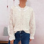 Load image into Gallery viewer, Lace Sleeve Bow Cardigan Women Pink Gray Beige N5A870