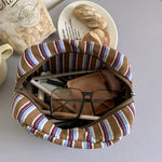 Load image into Gallery viewer, Striped Color-Block Cotton Blend Travel Cosmetic Bag N6J266