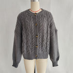 Load image into Gallery viewer, Office Cable Knit Cardigan Women Retro Button Front N5A871
