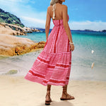 Load image into Gallery viewer, Bohemian Print Backless Maxi Dress Halter Long Sleeve N6A103