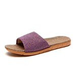 Load image into Gallery viewer, Non Slip Woven Linen Home Slippers Women N6C228
