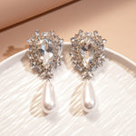 Load image into Gallery viewer, Diamond Pearl Earrings Waterdrop Sterling Silver S5P051