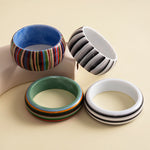 Load image into Gallery viewer, Womens 2 Piece Striped Resin Bracelet Set N6K137