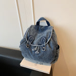 Load image into Gallery viewer, Unisex Denim Drawstring Flap Backpack N6J195
