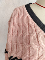 Load image into Gallery viewer, Cropped V Neck Jacquard Sweater Women Streetwear N5A874