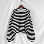 Load image into Gallery viewer, Retro Stripe Knit Top Loose Fit Round Neck Sweater N5A837