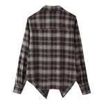 Load image into Gallery viewer, Plaid Shirt Women Relaxed Fit Notch Collar Tie N5A684