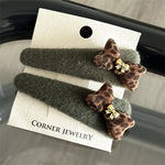 Load image into Gallery viewer, Velvet Leopard Hair Clip Women Bow Design S5P763