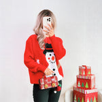 Load image into Gallery viewer, Christmas Snowman Pullover Sweater Women Red N5A630