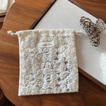 Load image into Gallery viewer, Lace Embroidery Drawstring Cotton Gauze Pouch N6B116