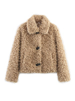 Load image into Gallery viewer, Khaki Faux Fur Notch Collar Jacket Women N5A748