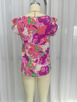 Load image into Gallery viewer, Floral Square Neck Ruffle Cap Sleeve Top Women N6F244