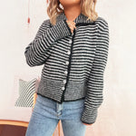 Load image into Gallery viewer, Office Stripe Cardigan Women Slim Fit Lapel N5A866