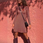 Load image into Gallery viewer, High Neck A Line Dress Women Red N5A514