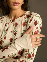 Load image into Gallery viewer, Retro Floral Print Knit T-shirt Women N6C324